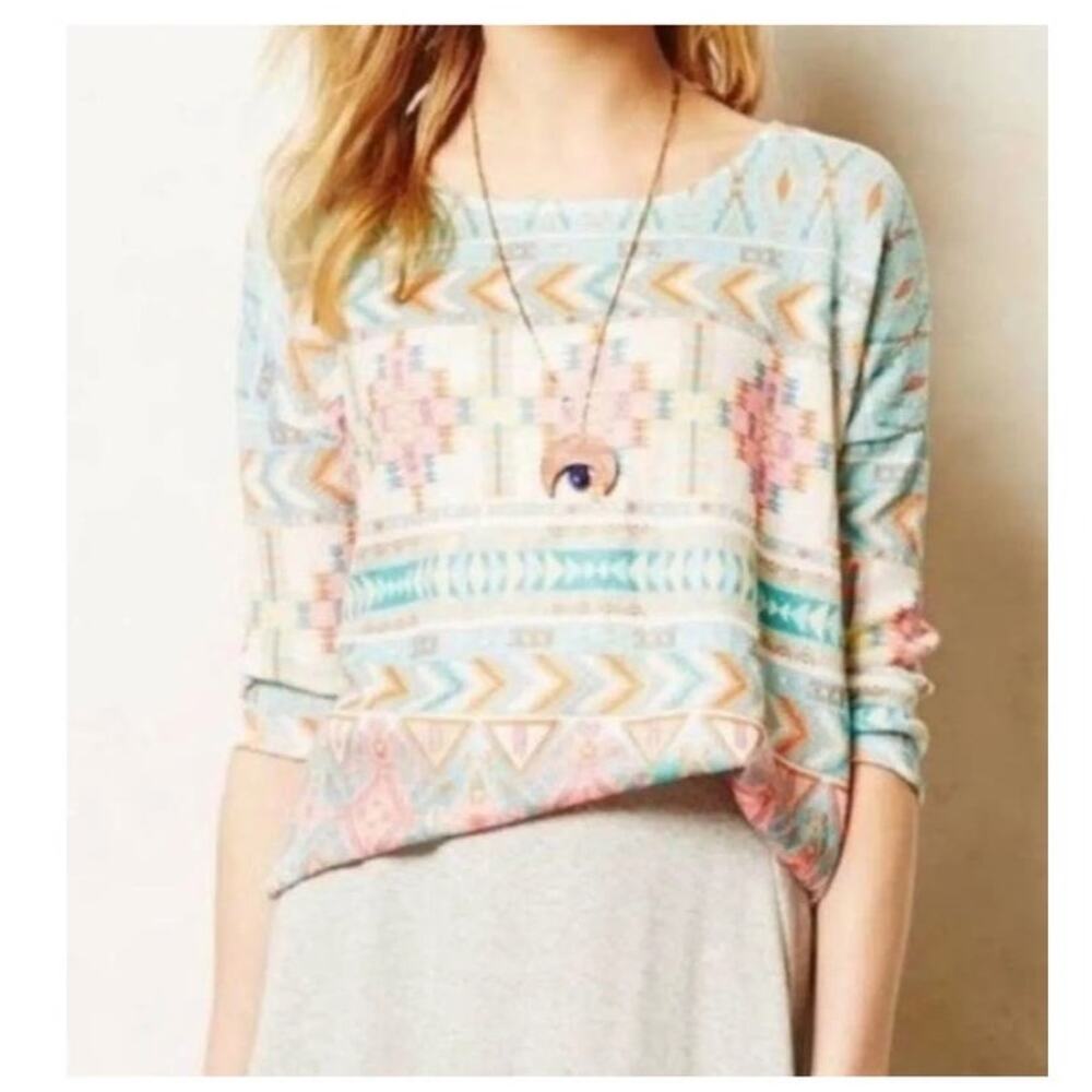 Anthropologie Akemi + Kin Morgana Aztec Southwestโ Lightweight Sweater Size XS